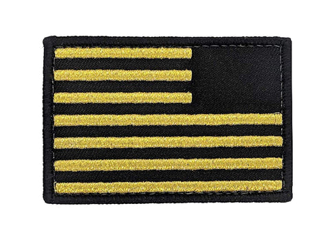 USA Flag Reverse Patch - Metallic Gold Velcro 2x3