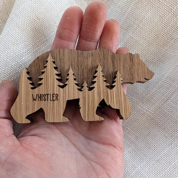 Bear Wood Magnet - 3D Souvenir Made in Canada - Namedrop