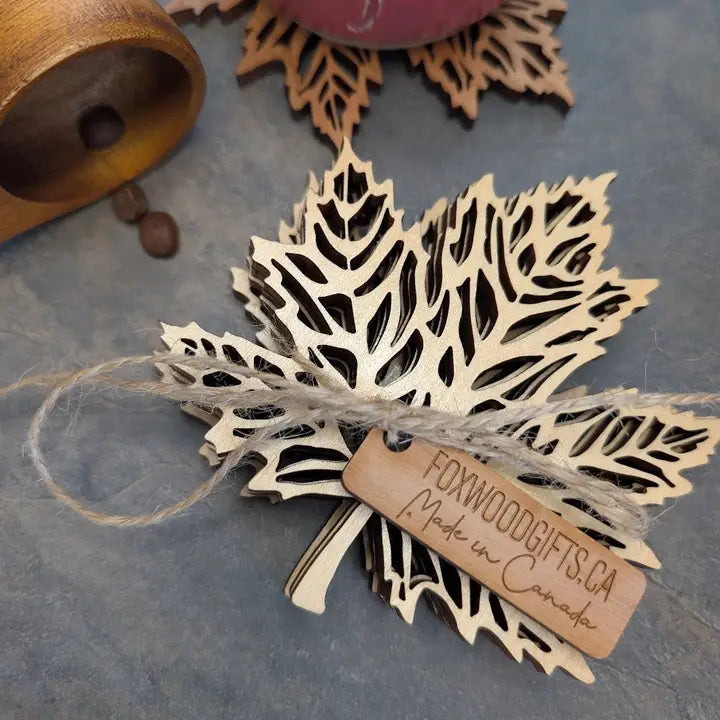 Handmade Maple Leaf Coaster Set of 4 or 8