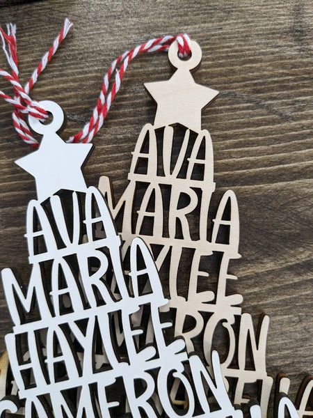 Handmade Family Name Christmas Tree Ornament (with personalization)