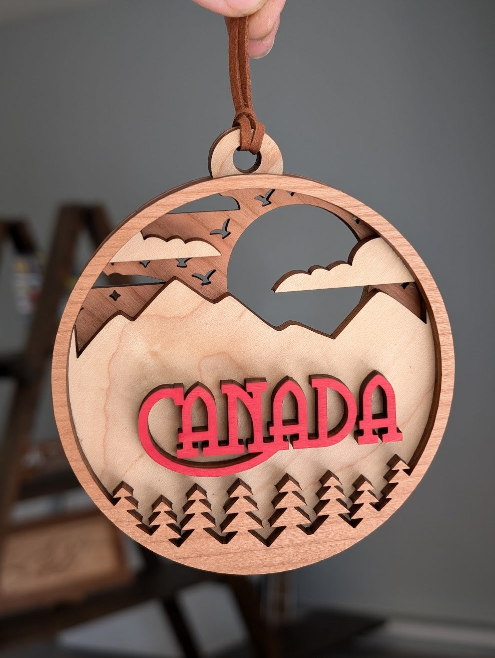 Canada 3D Wood Ornament -  Layered Souvenir Mountains Christmas
