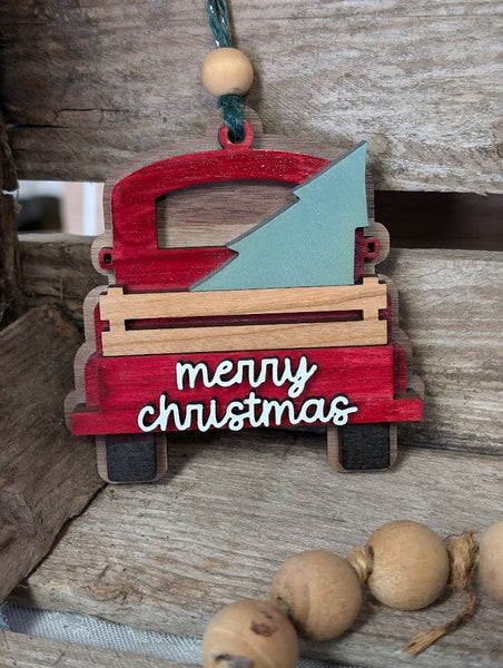 Family Christmas Truck Ornament - Personalized