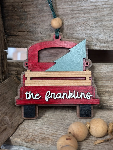 Family Christmas Truck Ornament - Personalized