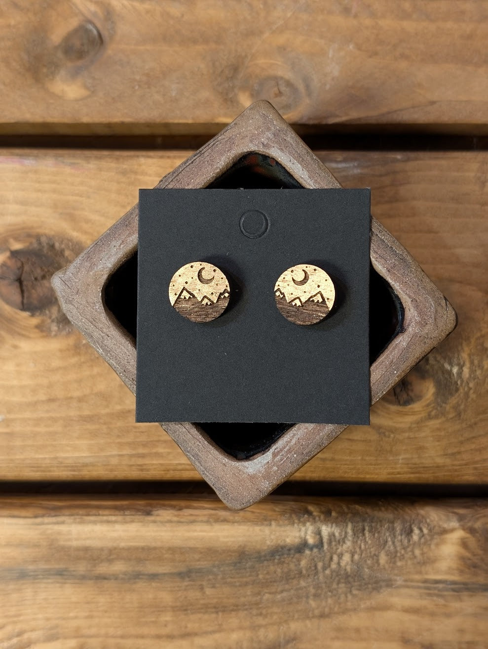 Mountain Handmade Reclaimed Wood/Gold Earrings - Made in Canada