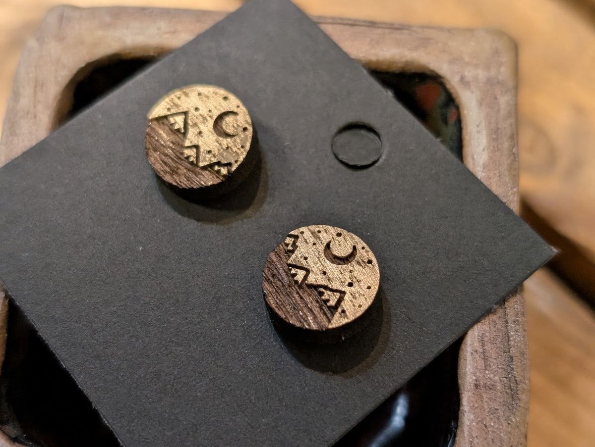 Mountain Handmade Reclaimed Wood/Gold Earrings - Made in Canada