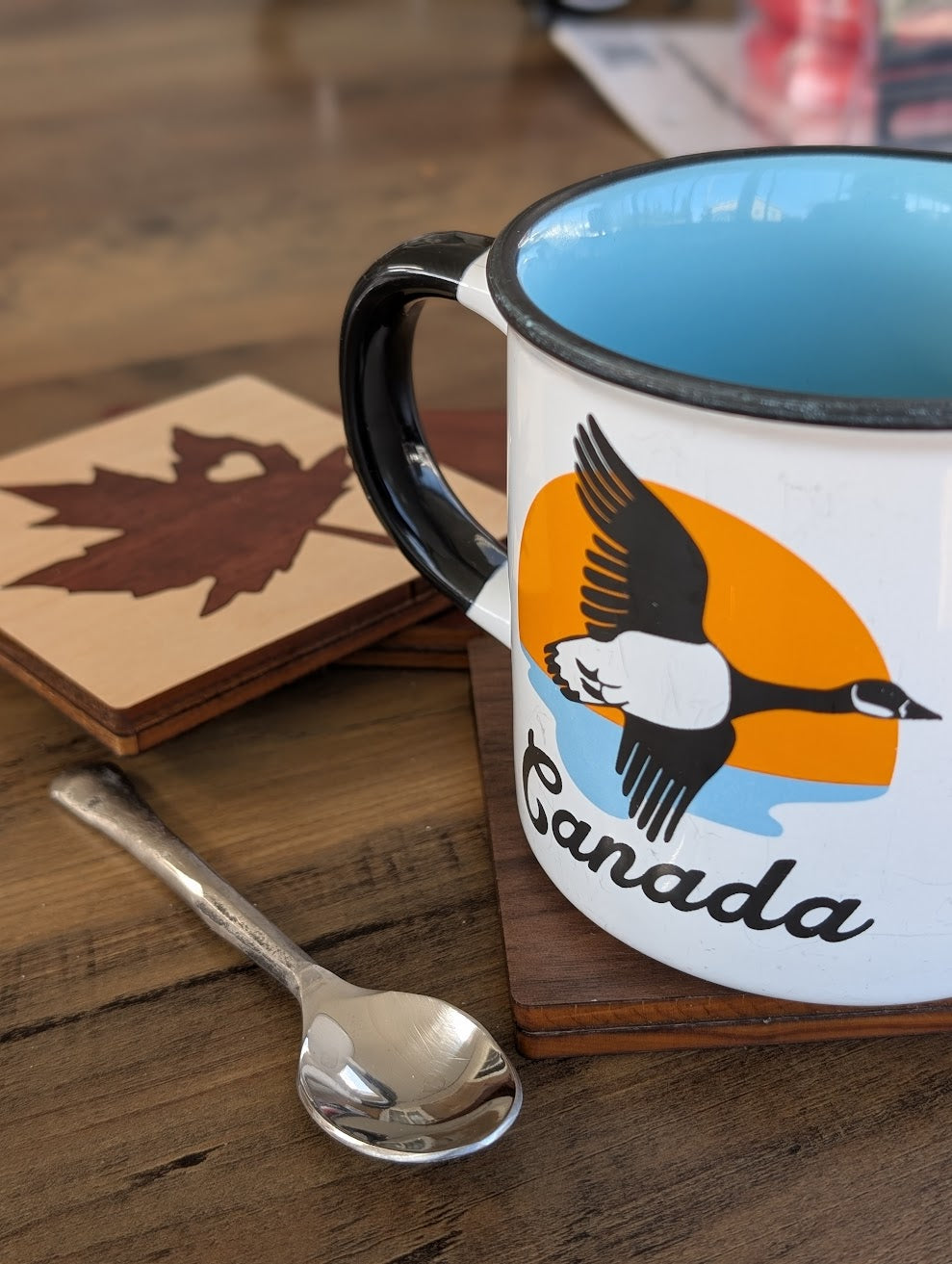 Maple Leaf Wood Inlay Coaster Set - Made in Canada