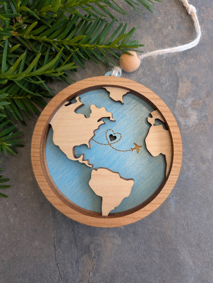Travel Ornament - Globe, Plane - Wayfarer Christmas Ornament Souvenir