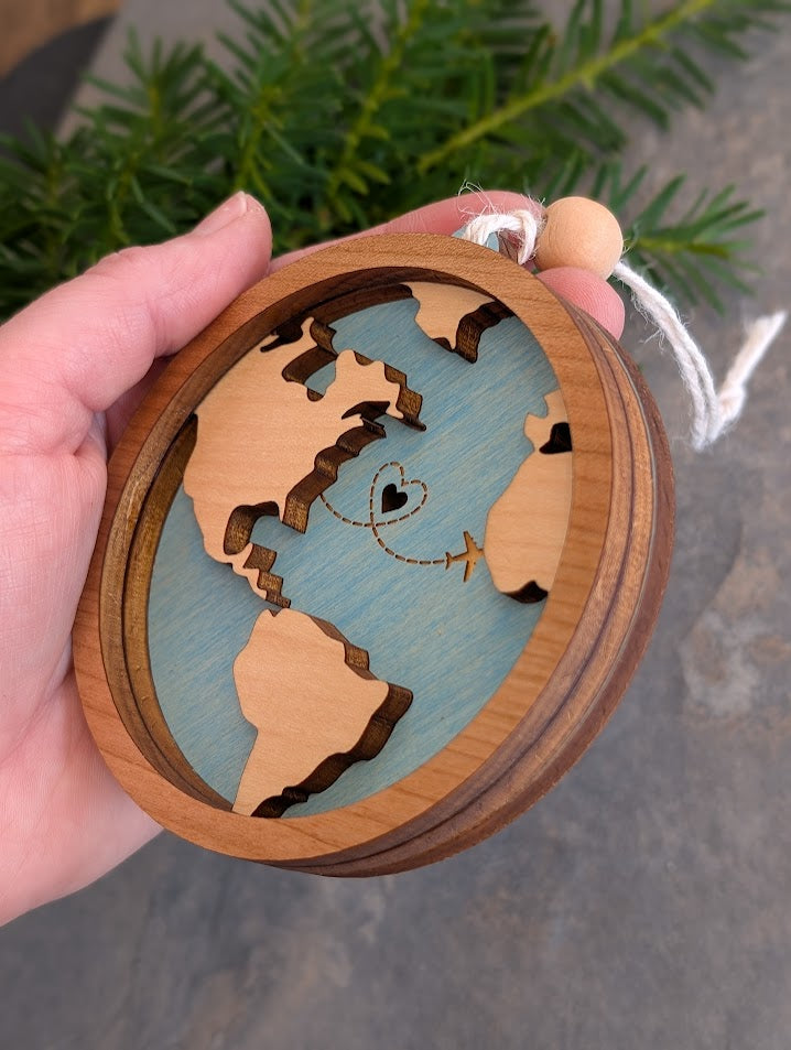Travel Ornament - Globe, Plane - Wayfarer Christmas Ornament Souvenir