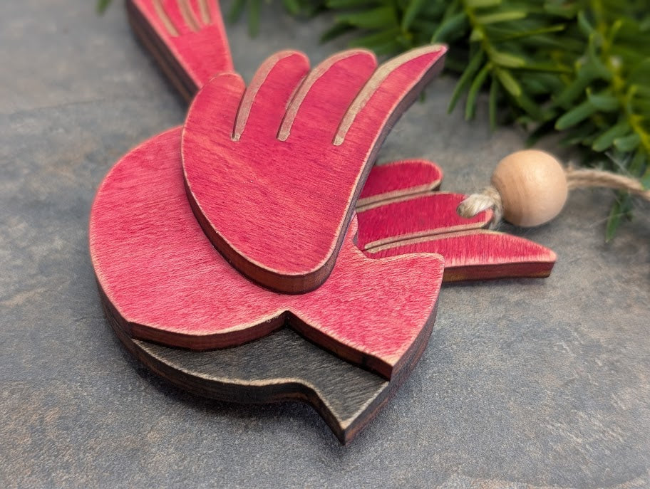 Cardinal Memorial Ornament - Maple Wood, Made in Canada