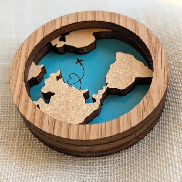 Travel Globe Magnet - Earth Souvenir Magnet, Airplane
