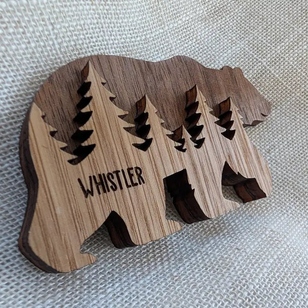 Bear Wood Magnet - 3D Souvenir Made in Canada - Namedrop