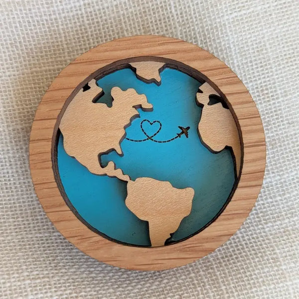 Travel Globe Magnet - Earth Souvenir Magnet, Airplane