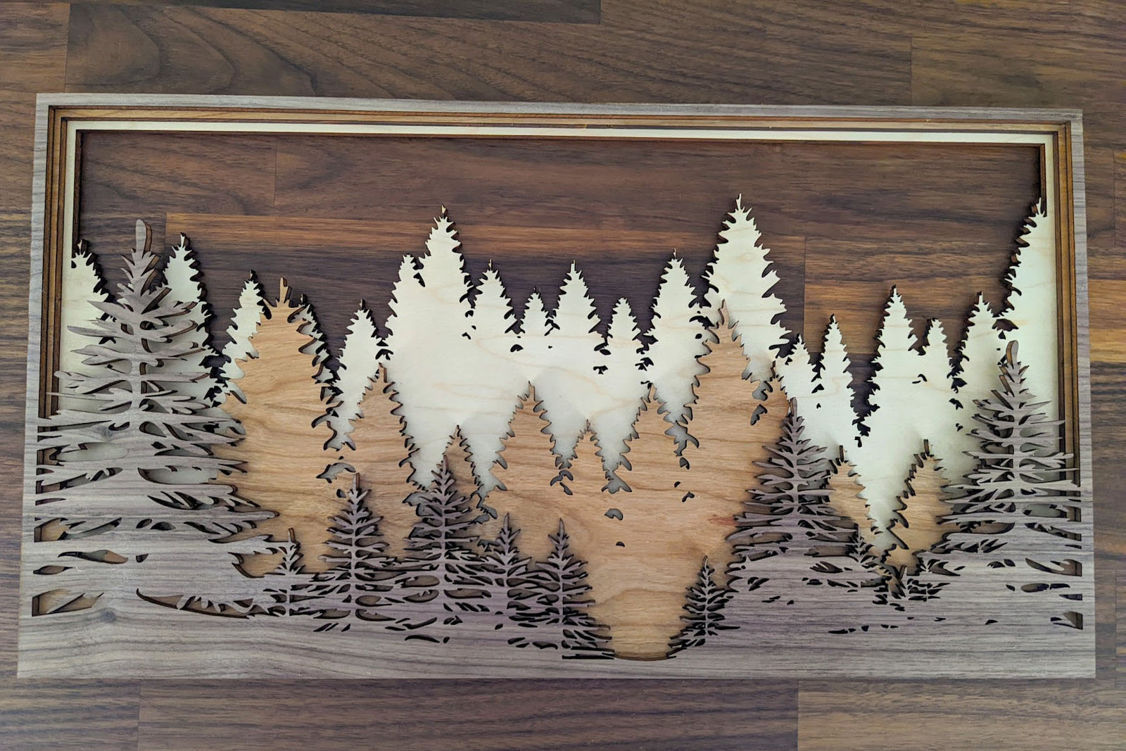 Layered Wood Forest Scene Wall Art - Made in Canada