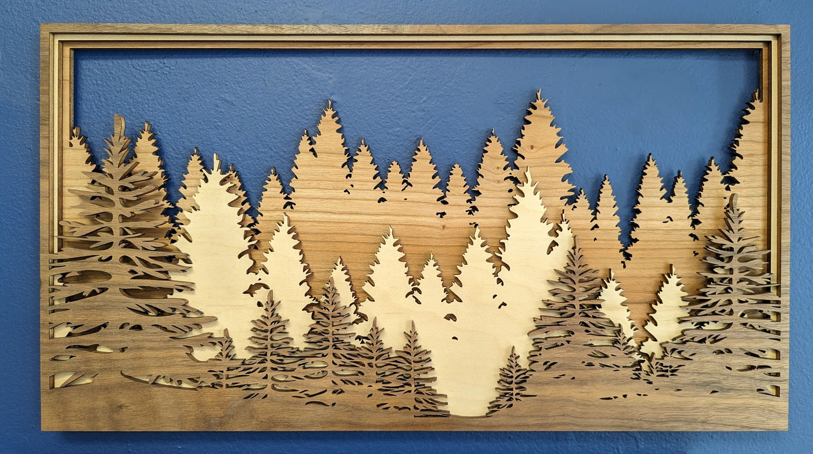 Layered Wood Forest Scene Wall Art - Made in Canada