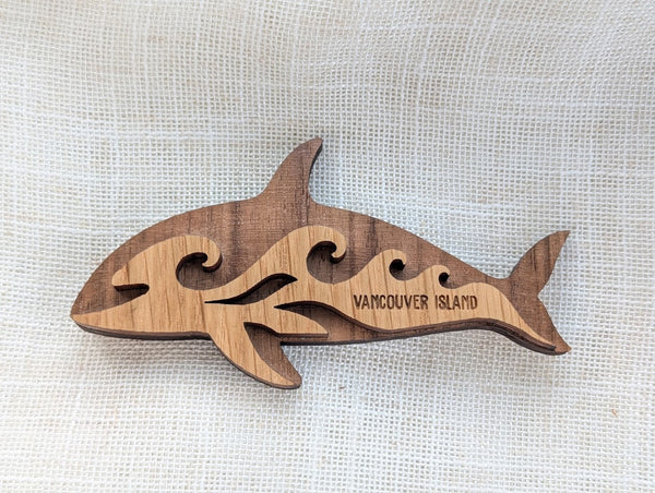 Orca Whale Wood Magnet - 3D Souvenir Made in Canada - Namedrop