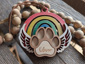 Pet Paw Wood Ornament  (Personalized)