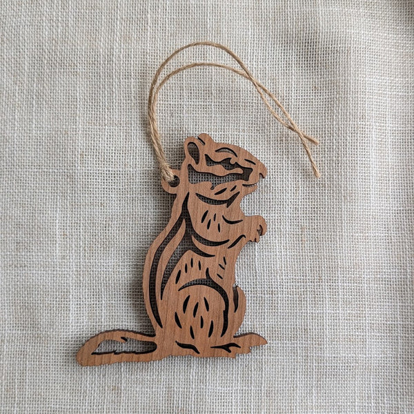 Wildlife Ornament - Chipmunk Wood Souvenir - Made in Canada