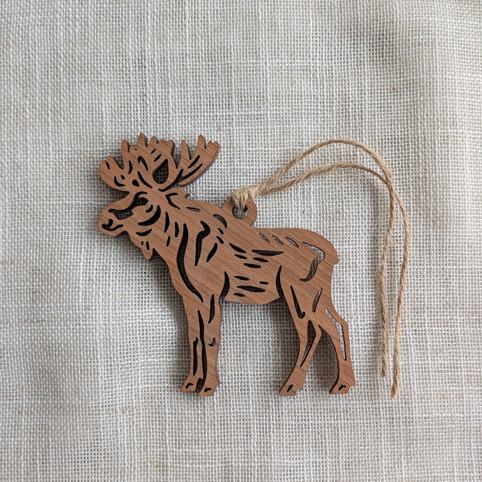 Wildlife Ornament - Moose Wood Souvenir - Made in Canada