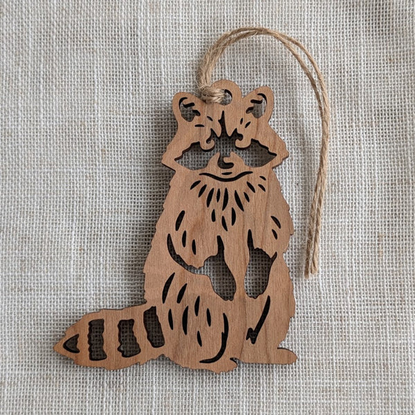 Wildlife Ornament - Raccoon Wood Souvenir - Made in Canada