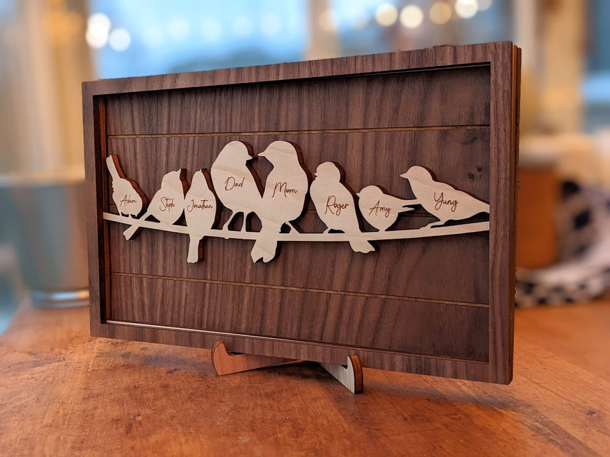 Birds Family Tree Wood Frame - Fully Customized, Mother's Day, Grandma Gift