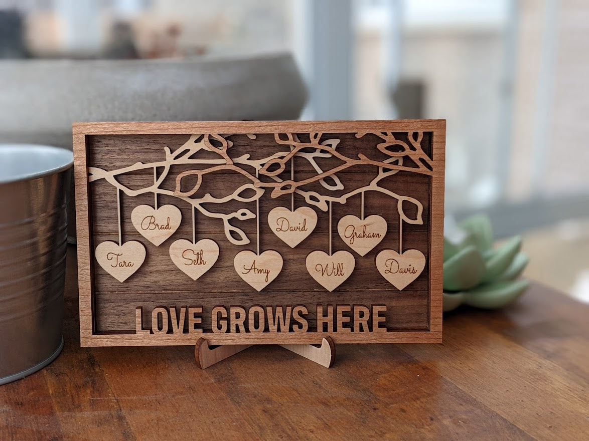 Family Tree Wood Frame - Fully Customized, Mother's Day, Father's Day, Grandma Gift, Adoption Gift