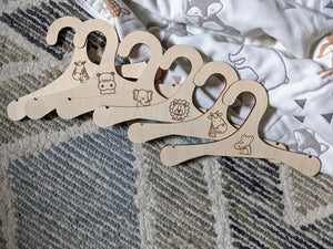 Wood Nursery Hangers (Set of 6) Personalized Safari Animal Shower Gift
