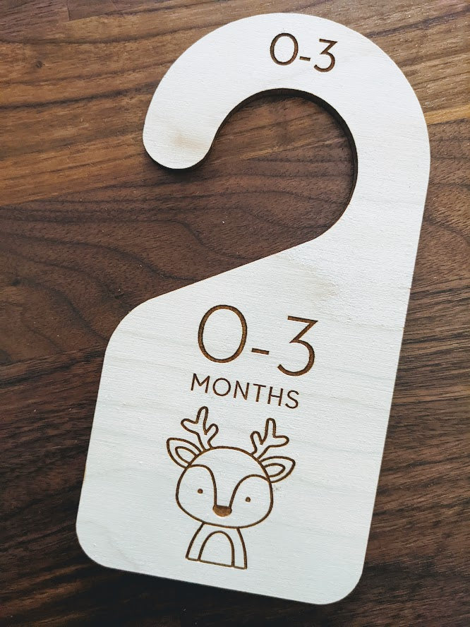 Nursery Closet Dividers - Woodland Animal Set of 7 (Engraved Wood)