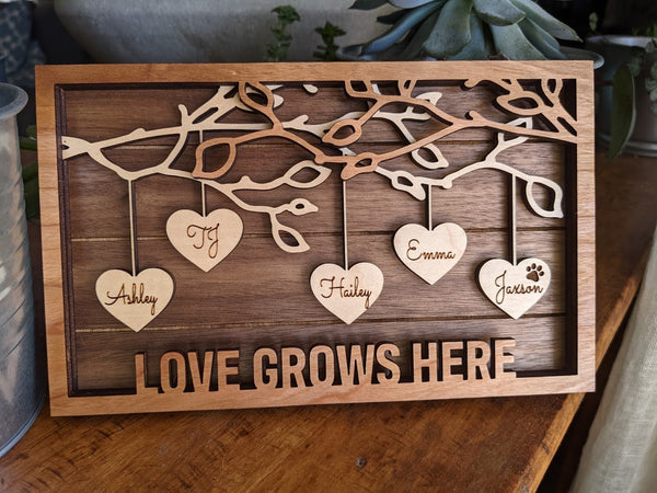 Family Tree Wood Frame - Fully Customized, Mother's Day, Father's Day, Grandma Gift, Adoption Gift