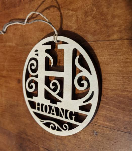 Personalized Name Christmas Ornament Monogram - Wood