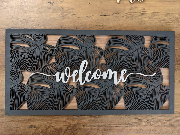 Monstera Welcome Sign - Personalize It!