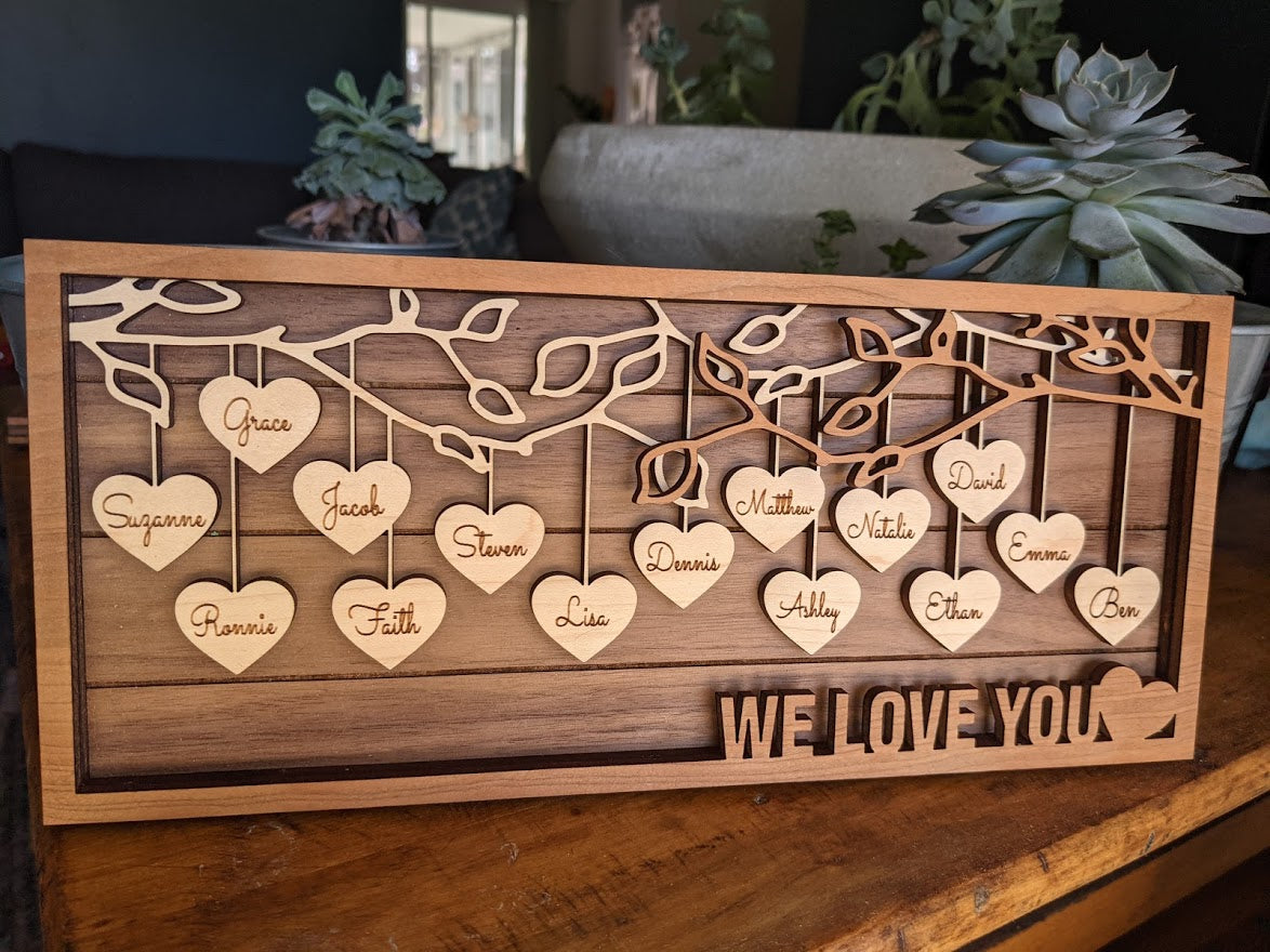 Family Tree Wood Frame - Fully Customized, Mother's Day, Father's Day, Grandma Gift, Adoption Gift