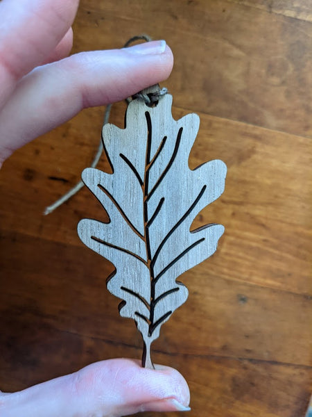 Handmade Oak Leaf Canada Wood Ornaments / Gift Tags / Wedding Favours (set of 2)