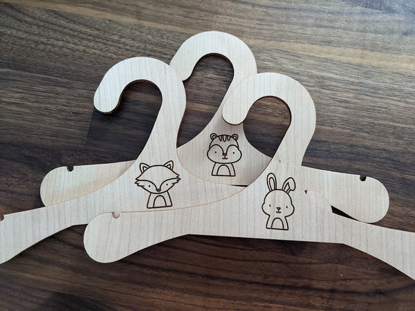 Wood Nursery Hangers (Set of 6) Personalized Woodland Animal Shower Gift