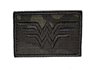 Wonder Woman Black Multicam Morale Patch - Velcro Backing